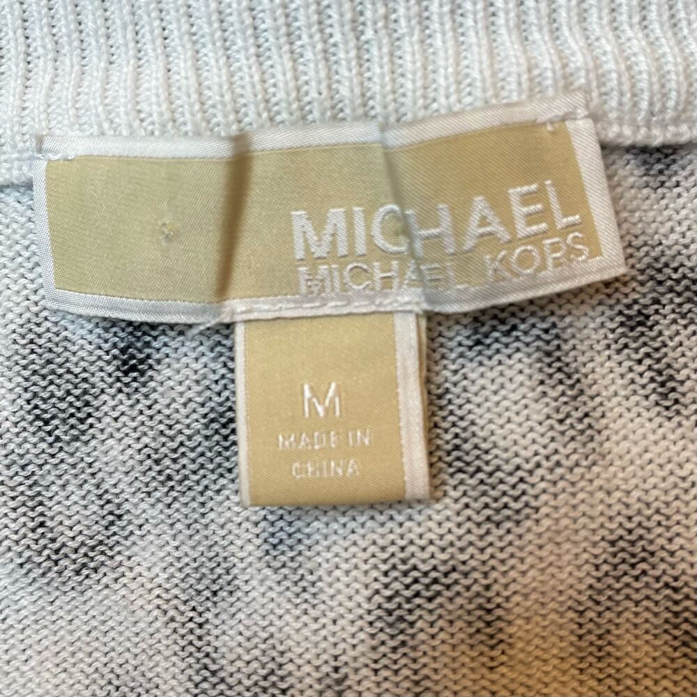 MICHAEL MICHAEL KORS ANIMAL PRINT VNECK SWEATER BLACK GRAY WHITE MEDIUM - Picture 8 of 11